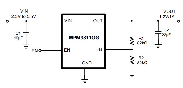 Application Circuit Diagram - Monolithic Power Systems (MPS) MPM3811 Switching Voltage Regulators